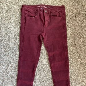 American Eagle Maroon Super Stretch Jeggings